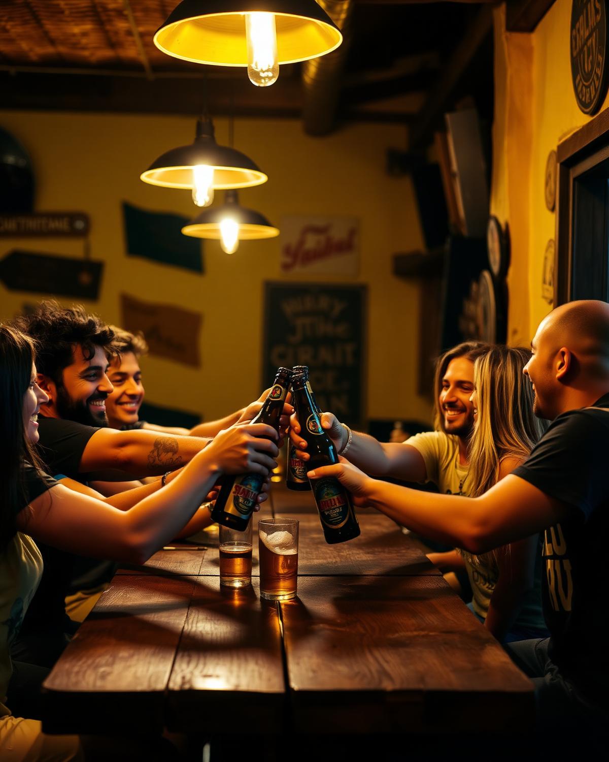 Amigos brindando na B&M Adega